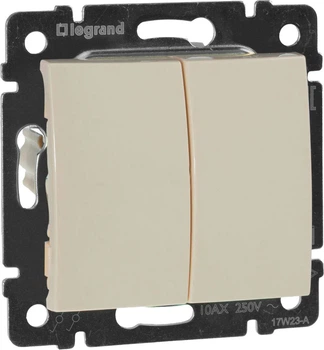 Выключатель двойной Legrand Valena слоновая кость, без рамки (774305)