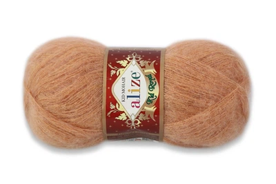 Alize Kid Mohair50, Бежево-коричневий №825, Кід Мохер, 62% кід мохер, 38% поліамід, 50 г / 500 м, легка пухнаста пряжа з мохером, для шалей, павутино