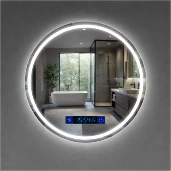 Зеркало круглое LED ML - 15 70×70 см с подсветкой, Smart-дисплеем (часы, температура) и подогревом (антизапотевания)