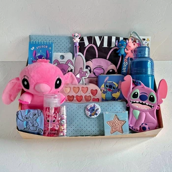Подарунковий трендовий максі-бокс Pink Stitch Box з іграшкою, футболкою, канцелярією та аксесуарами, 19 позицій