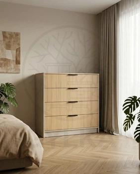 Комод 1000*450*900 GYLKA RIVA, 4 шухляди на телескопічних направляючих повного висування Дуб Артізан/Кашемір