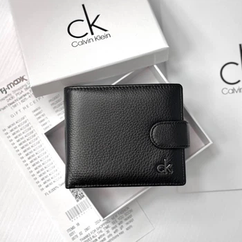 Мужской кошелек CALVIN KLEIN натуральная кожа 10 × 8,5 см Черный (LUX1459)