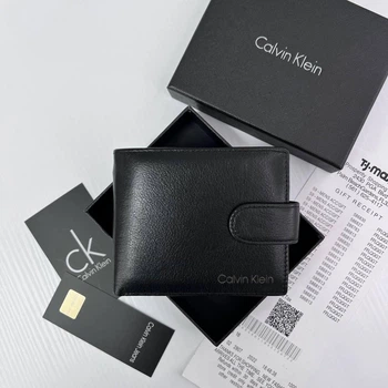 Мужской кошелек CALVIN KLEIN натуральная кожа Черный 11 × 9 см (LUX1457)
