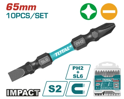 Викрутные насадки TOTAL S2 65 мм PH2 SL6 10 шт. (683141)