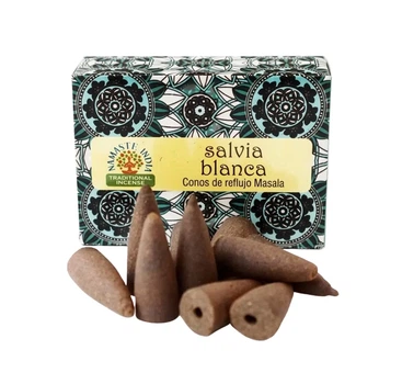 Ароматические конусы обратного потока Белый шалфей Back Flow Cones White Sage 10 шт. в уп. Namaste Индия 8906006495999