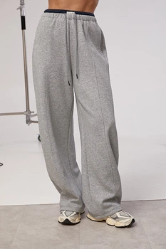 Спортивные штаны с двойным поясом Lurex Серый M (9283)