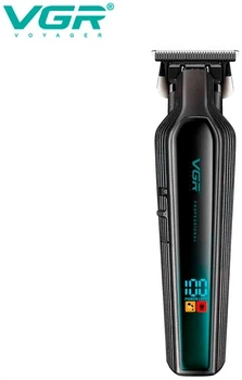 Тример VGR V-930, акумуляторний тример для стрижки волосся і бороди, T-лезо з нержавіючої сталі, 4 насадки, 2000 мАг, 300 хв роботи, LED-дисплей, роторний двигун 6500 об/хв, USB Type-C зарядка, професійний тример для окантовки та контурів зелена
