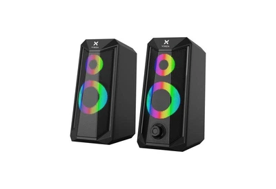 Компьютерные колонки Vinga SP-200 LED USB Black — акустика 2.0, мощность 6 Вт (2×3 Вт), AUX 3.5 мм, USB питание, LED подсветка