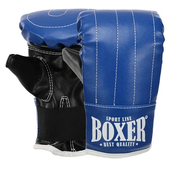 Снарядные перчатки тренировочные кожвинил Boxer 2015 Blue-Black размер L