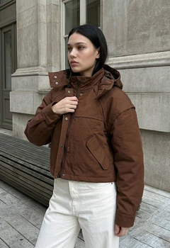 Женская куртка стаф коричневая замшевая элегантная Staff sli brown L (387449)