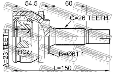 ШРУС TOYOTA VERSO (_R2_) / TOYOTA AURIS (_E18_) / TOYOTA AVENSIS (_T27_) 2006-2019 г.