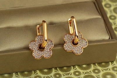 Серьги Xuping Jewelry Медуница съемная подвеска 2,1 см золотистые