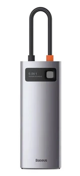 Док-станция Baseus Type-C с гигабитным Ethernet-адаптером и USB 3.0 Серая