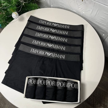 Чоловічі труси боксери Armani Emporio Чорні набір 5 шт.M