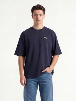 Футболка бавовняна довга чоловіча Puma Graphics 69178316 XL New Navy з принтом (4069161716331)