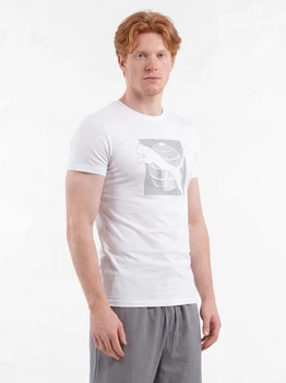 Футболка хлопковая длинная мужская Puma Graphics 69178402 M White с принтом (4069161672941)