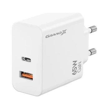 Зарядное устройство Grand-X GaN 1xUSB-C + 1xUSB 65W PD3.0 QC4.0 AFC SCP FCP white (CH-960W) Grand-X CH-960W 1040366