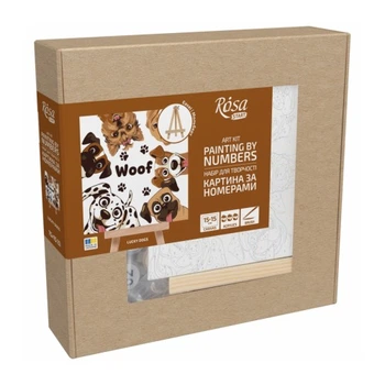 Картина по номерам Rosa Lucky Dogs, 15х15см, з мольбертом (4823098548560) Rosa 4823098548560 1040211