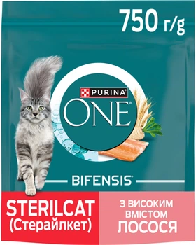 Сухий корм Purina One Sterilcat Bifensis для дорослих кішок після стерилізації з лососем 750 г (8445291804135)