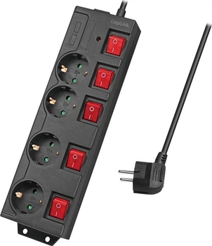 Listwa zasilająca LogiLink 4 gniazda LPS251 Black (4052792060584)