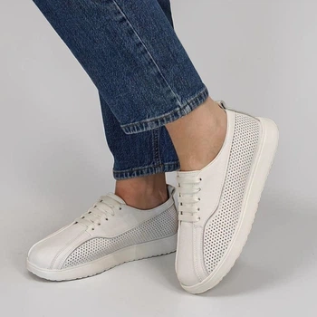 Кеды женские MYZ К-014 WHITE из натуральной белой кожи на платформе. Размер 42