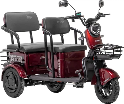 Електричний трицикл Corso «RAW» RW-756698 (1) + 1 ЯЩИК АКУМ, двигун 1200W, акумулятор 72V/28Ah графеновий, колеса 300-10, в коробці - Червоний