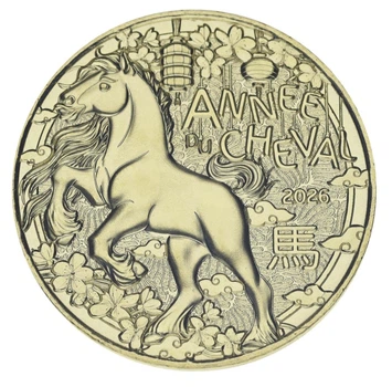 Монета Франция 1/4 евро 2026 UNC Восточный календарь - Год Коня (лошади)