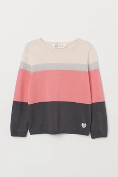 Кофта H&M 6-8Т (122-128 см) для дівчинки Рожево-сірий в смужку