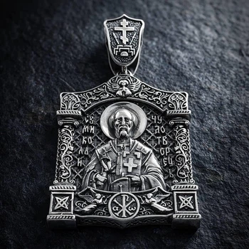 Серебряная мужская подвеска ладанка Кулон Святой Николай Чудотворец