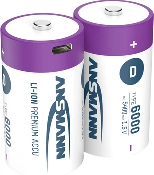 Акумулятор Ansmann Li-Ion D 6000 mAh 1.5V USB-C 2 шт. (1314-0005)