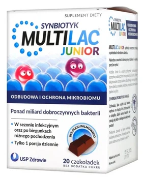 Symbiotyk USP Zdrowie Multilac Junior czekoladki 20 szt. (5903031288292)