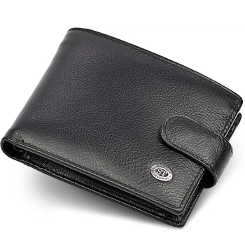 Портмоне чоловіче шкіряне на кнопці ST Leather ST-104-1 11х9.5х3 чорний (JDT-0849971)