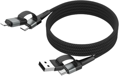 Kabel Ansmann Magnetic 4in1 USB Type-A/C to USB Type-C/Lightning 60W 1.2 m Black (1700-0188)