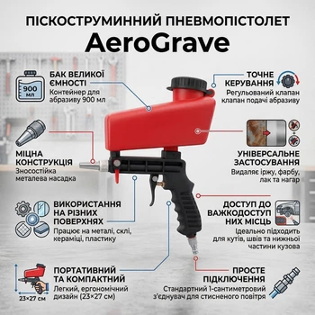 Пескоструйный пневмопистолет для очистки поверхностей AeroGrave