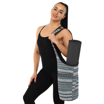 Сумка-чехол для коврика для йоги KINDFOLK Yoga bag Zelart, серый-синий 92л