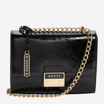 Сумка крос-боді через плече жіноча зі штучної шкіри маленька Guess Elise 528047104 Чорна (1159858524)