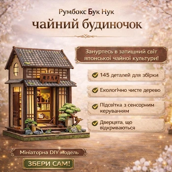 Румбокс Бук Нук Book Nook «Чайный домик» 3D конструктор DIY DollHouse миниатюрный кукольный дом с подсветкой 19,2×14,7×14,1см (BAA73)