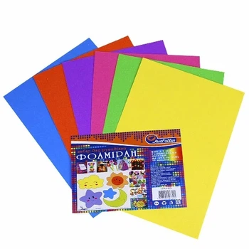 Фоаміран (флексика) EVA 1.7±0.1MM Fluorescent Glitter HQ A4 (21X29.7CM) 6 арк.17FA4-MIX