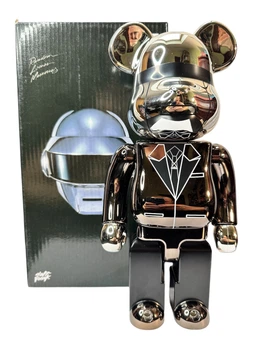 Статуетка Bearbrick Daft Punk Silver 400% 28 см Дафт Панк Серебрянный