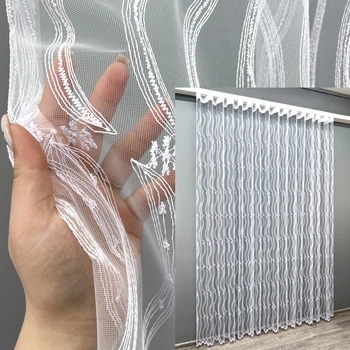 Тюль VR-Textil 2016т Фатин з вишивкою та люрексом Холодний білий 300х270 см (42-1141)
