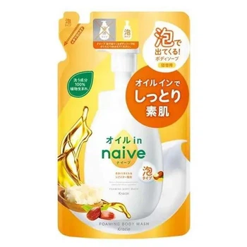 Пінисте мило для тіла з оліями ши і жожоба Kracie Naive Foaming Body Soap Oil-in , поповнення 480 мл