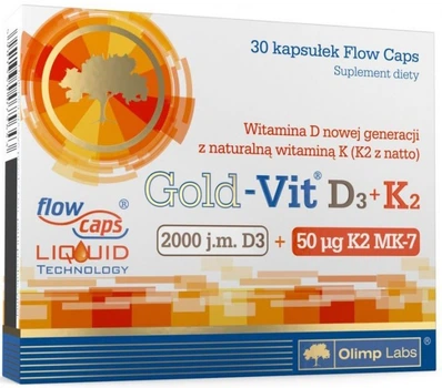 Вітамін D3 + Вітамін K2 Olimp Gold 2000 30 капсул (5901330075643)