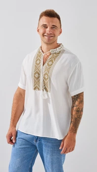 Вишиванка No Brand 361-2 2XL Біло-зелений (2000991064621)