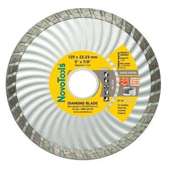 Алмазний диск 125 7х22,23 Basic турбоволна NovoTools (017393)