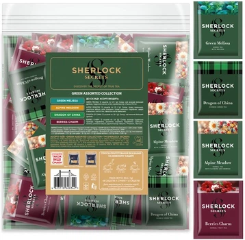 Набор зеленого чая Sherlock Secrets Ассорти 4 вкуса по 12 саше 80.4 г (4823118608342)