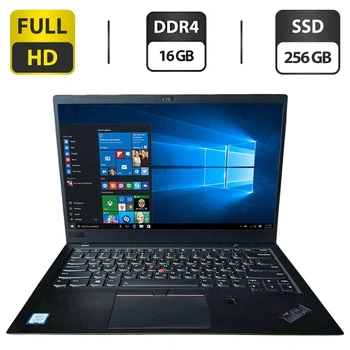 Ультрабук Б-клас Lenovo ThinkPad X1 Carbon 6th Gen / 14" (1920x1080) IPS Touch / Intel Core i7-8650U (4 (8) ядра по 1.9 - 4.2 GHz) / 16 GB DDR4 / 256 GB SSD / Intel UHD Graphics 620 / WebCam б/в