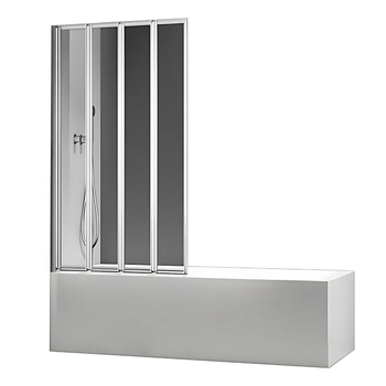 Шторки стеклянные на ванную складные Koer SR BS07-80x140-TR-01 прозрачное стекло Easy Clean 4мм, хром (KR5948)