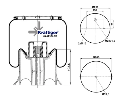 Пневматическая рессора KRAFTIGER (KG 4157 6NP)