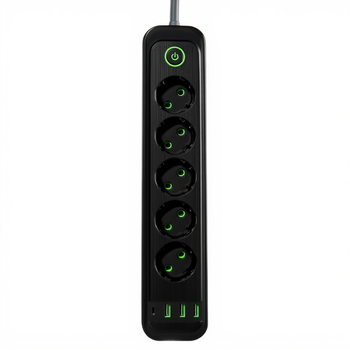 Мережевий фільтр-подовжувач 5 розеток 3xUSB-A 1xUSB-C 3м чорний (121-HP-5-42)