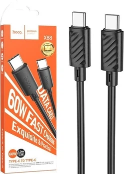Інтерфейсний кабель Hoco X88 60W TypeC-TypeC 1m Black